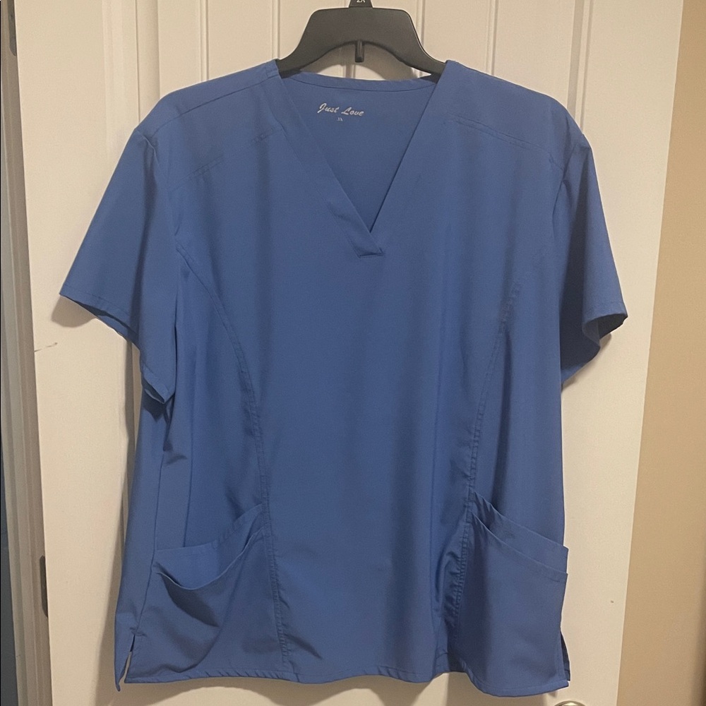Just Love Royal Blue V-Neck‎ Scrub Top